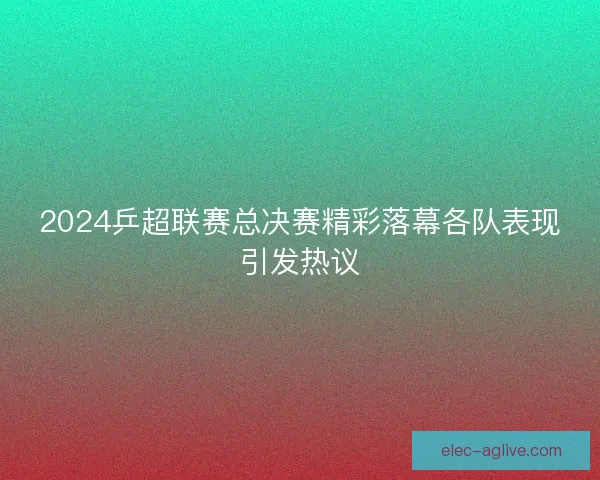 2024乒超联赛总决赛精彩落幕各队表现引发热议