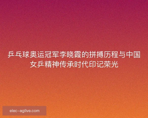 乒乓球奥运冠军李晓霞的拼搏历程与中国女乒精神传承时代印记荣光