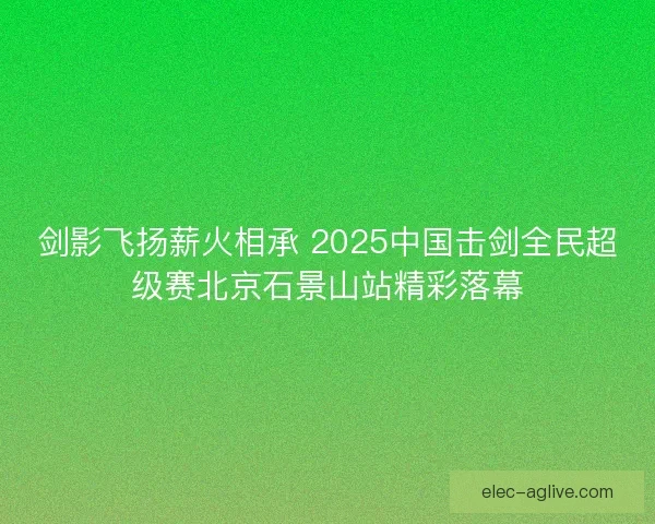 剑影飞扬薪火相承 2025中国击剑全民超级赛北京石景山站精彩落幕 剑影飞扬薪火相承 2025中国击剑全民超级赛北京石景山站精彩落幕