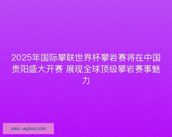 2025年国际攀联世界杯攀岩赛将在中国贵阳盛大开赛 展现全球顶级攀岩赛事魅力